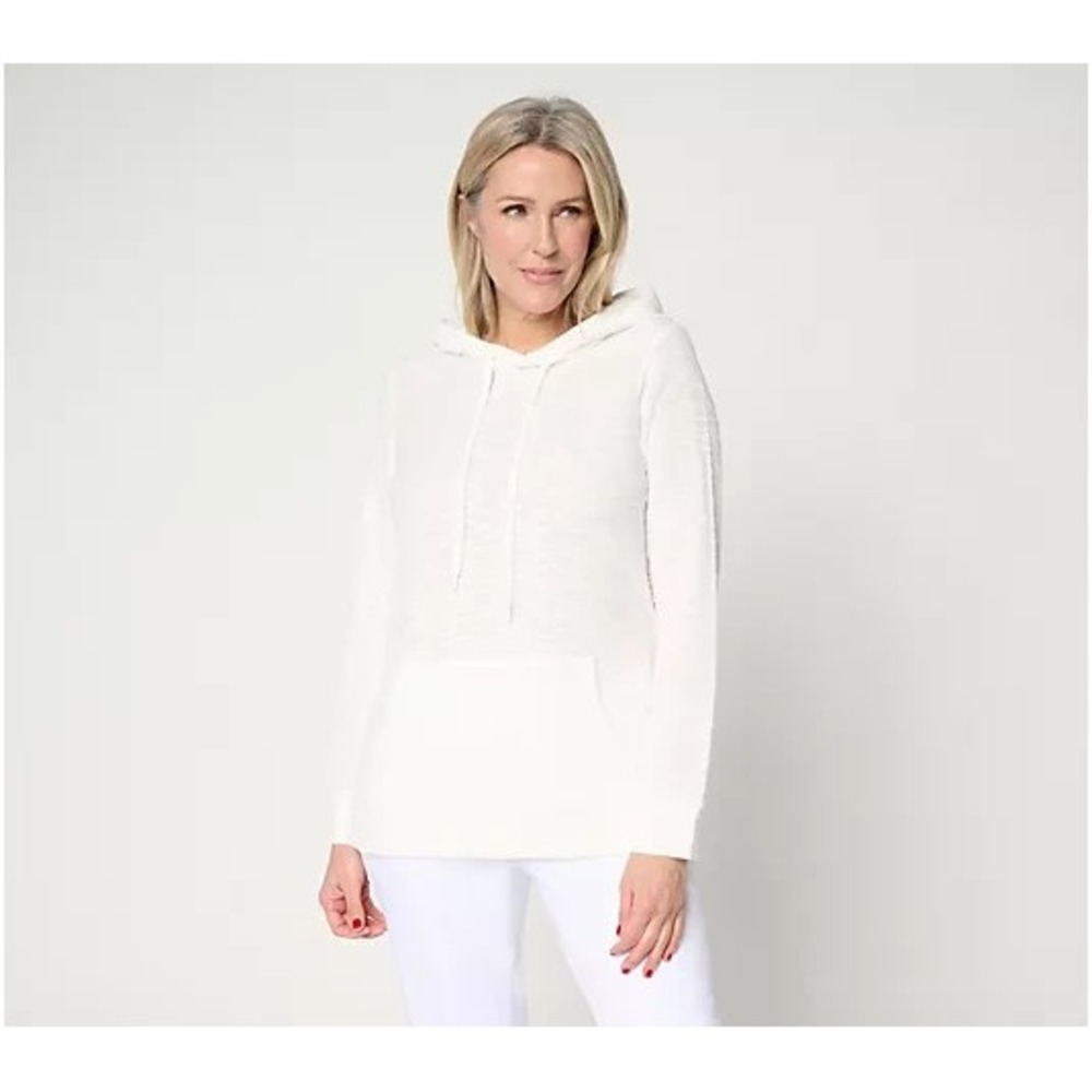 Belle Beach by Kim Gravel Sweatshirt Slub Shoreline Hoodie White, Large